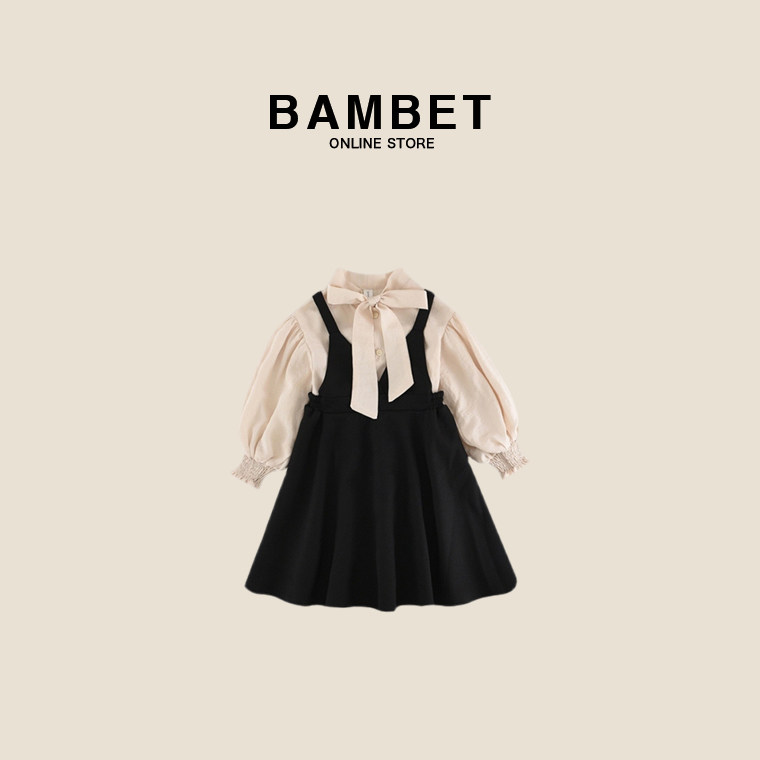 Italian BAMBET girls autumn dress 2023 new middle and big children Korean version of foreign style children's princess skirt