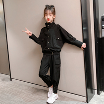 Italy Bambet girls spring Western style suit new childrens long-sleeved casual girls overalls two-piece suit