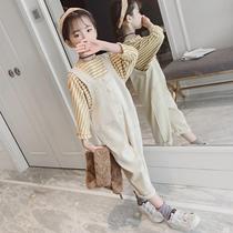 Italian Bambet girls spring suit Middle and large children Western style childrens fashionable little girl bib two-piece set