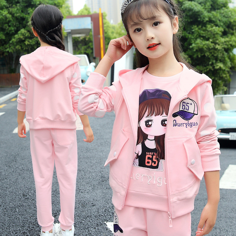 Girls' Autumn Outfit Set 2026 New Trendy Fashionable Spring and Autumn Sweatshirt Children's Sports Three-Piece Set Girls' Autumn Outfit Set 2026 New Trendy Fashionable Spring and Autumn Sweatshirt Children's Sports Three-Piece Set