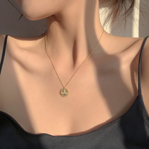 Light Extravagant Temperament Human Fish Gold Coin Necklace Ins Lukewarm Wind and European America Net Red 925 Pure Silver Lock Bone Chain Female Brief personality