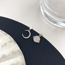 Brief Testay small starmoon spike female pure silver mesh red lukewarm and asymmetrical ear-decorated with no earbuds