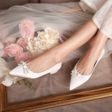 Свадебные туфли, белая комфортная обувь для невесты с бантиком для беременных, 2021 года, мягкая подошва, для подружки невесты