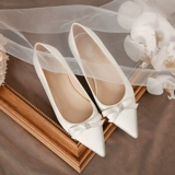 Свадебные туфли, белая комфортная обувь для невесты с бантиком для беременных, 2021 года, мягкая подошва, для подружки невесты