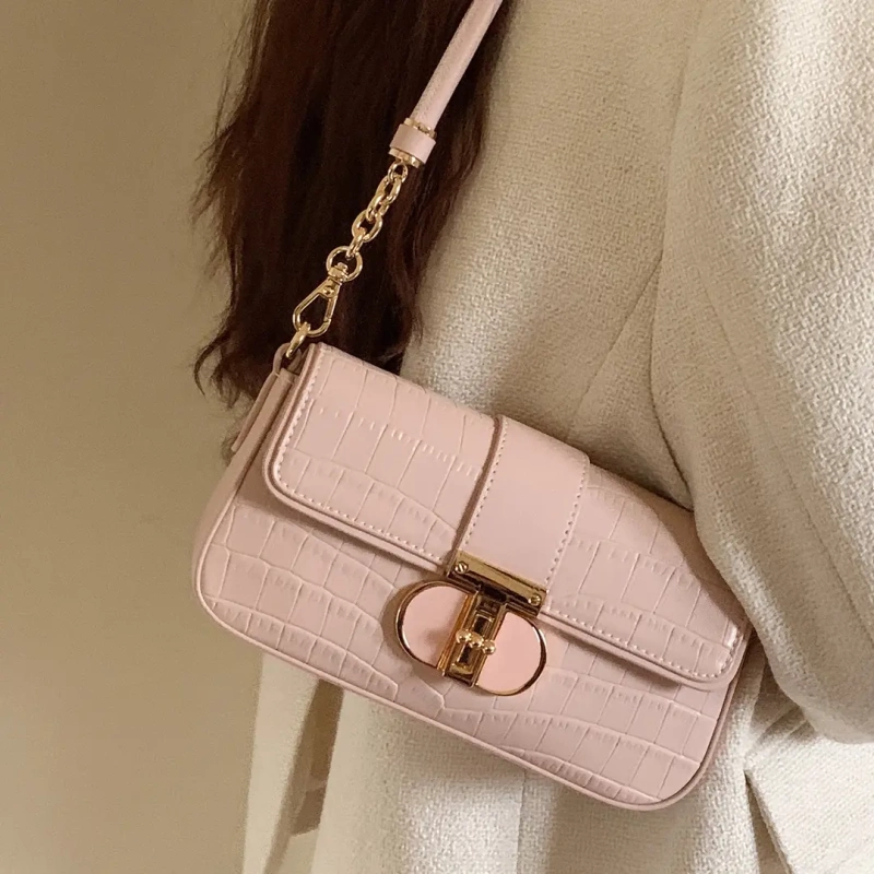 Shoulder Bag 2026 Spring and Autumn New Small Bag Crossbody Bag Niche Internet Celebrity Style Bag Women's Crocodile Pattern Underarm Bag