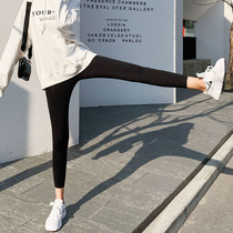 Black beating bottom pants woman outside wearing pure cotton 100 lap nine points small foot spring and autumn slim fit movement tight elastic 80% pants