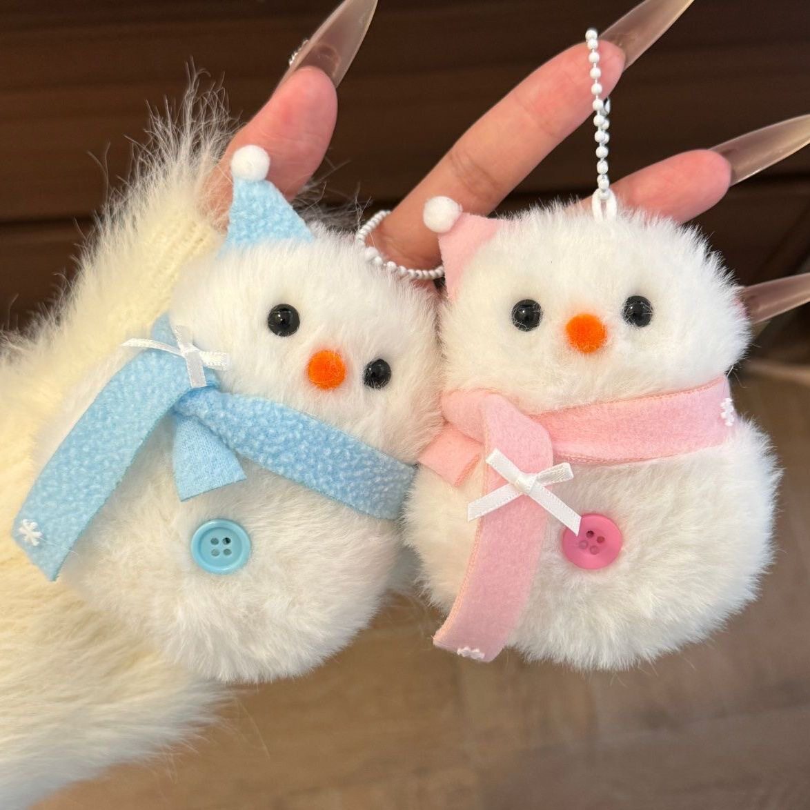 Cute Christmas Snowman Doll Keychain Small Gift Pendant Creative Plush Male and Female Student Backpack Couple Pendant