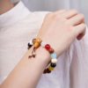 Tiktok-Style 18-Seed Bracelet for Men and Women, Gift-Giving, 18-Seed Hand-Held Bracelet for the Year of Birth, Star and Moon Imitation Bodhi Beads