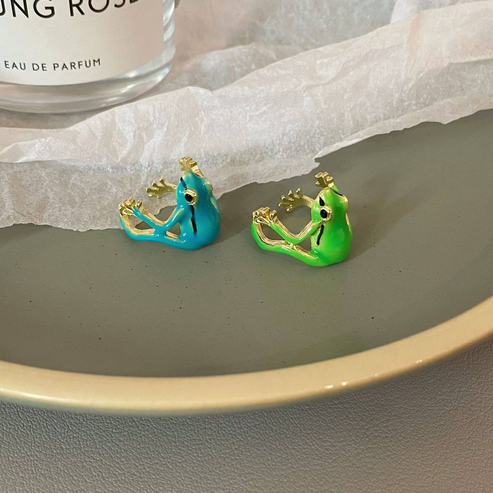 Childhood Memories Funny Frog Ring High-End Niche Design Adjustable Open Ring for Best Friends and Couples Unisex