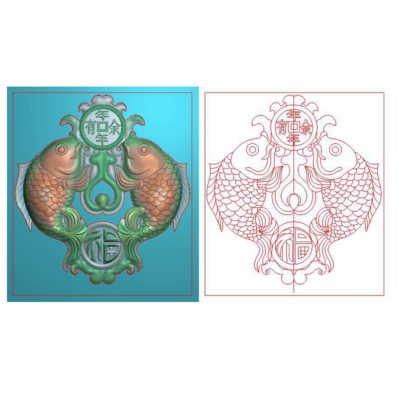 连年有鱼双鱼椭圆精雕玉雕图：传统之美，现代之韵🌟