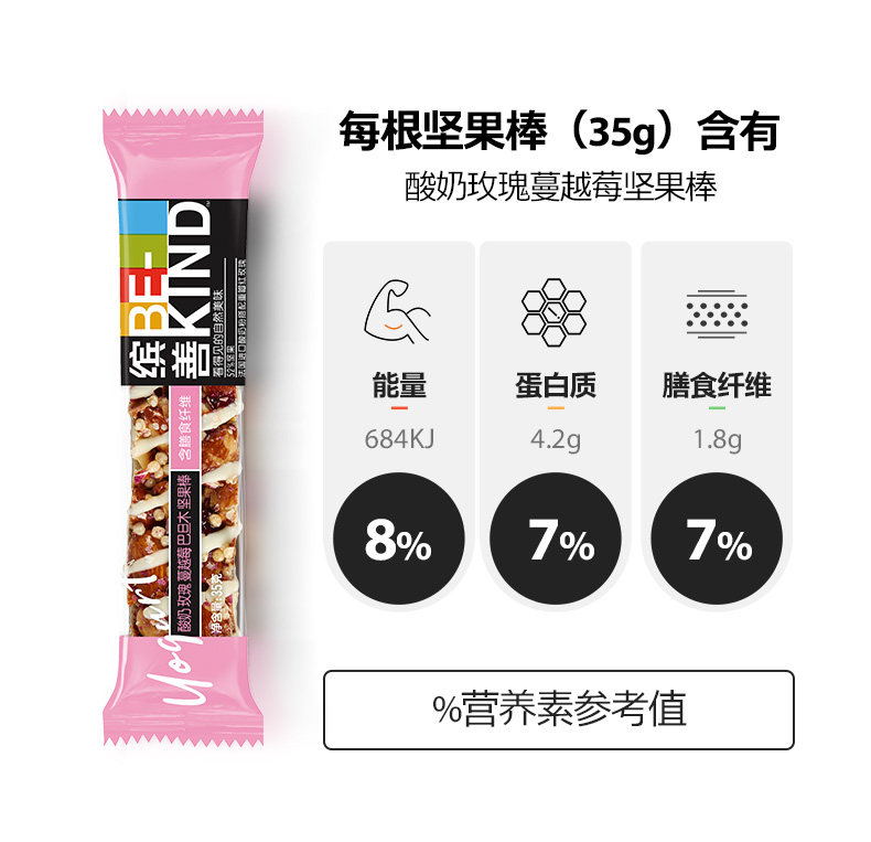 BE-KIND 缤善 多口味坚果棒 35g*8支 图3