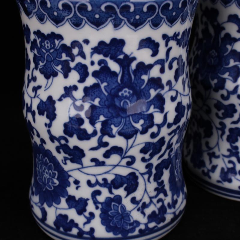 Archaize of jingdezhen porcelain qianlong blue tie up branch grain square brush pot four desk supplies table ano adornment furnishing articles