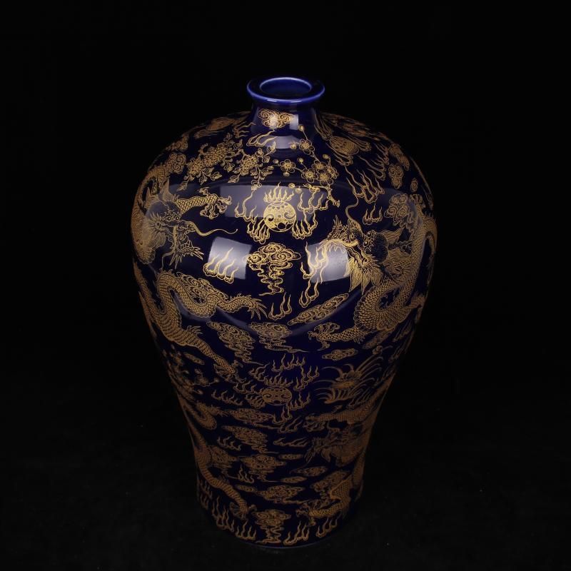 Archaize of jingdezhen porcelain kangxi sharply blue glaze glaze offering YunLongWen name plum bottle bottle inside Chinese style household furnishing articles