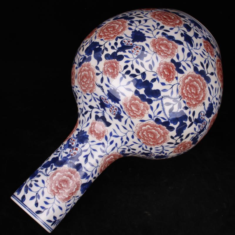 Jingdezhen blue and white youligong peony vase imitation yongzheng antique bound branch lines, the design of Chinese style household adornment furnishing articles