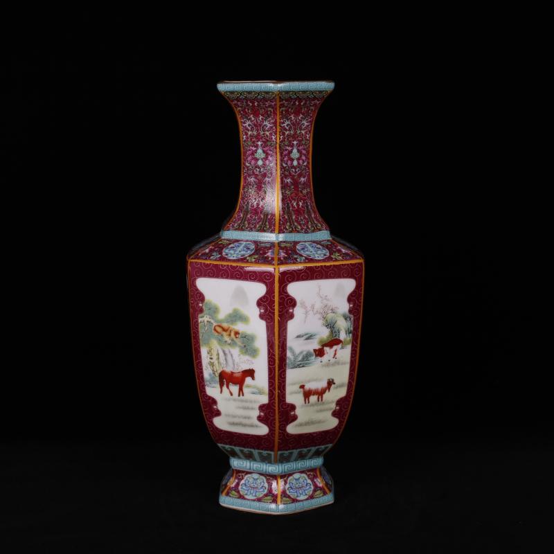 Jingdezhen imitation the qing qianlong designs of colored enamel vase archaize play Chinese zodiac antique decoration handicraft furnishing articles