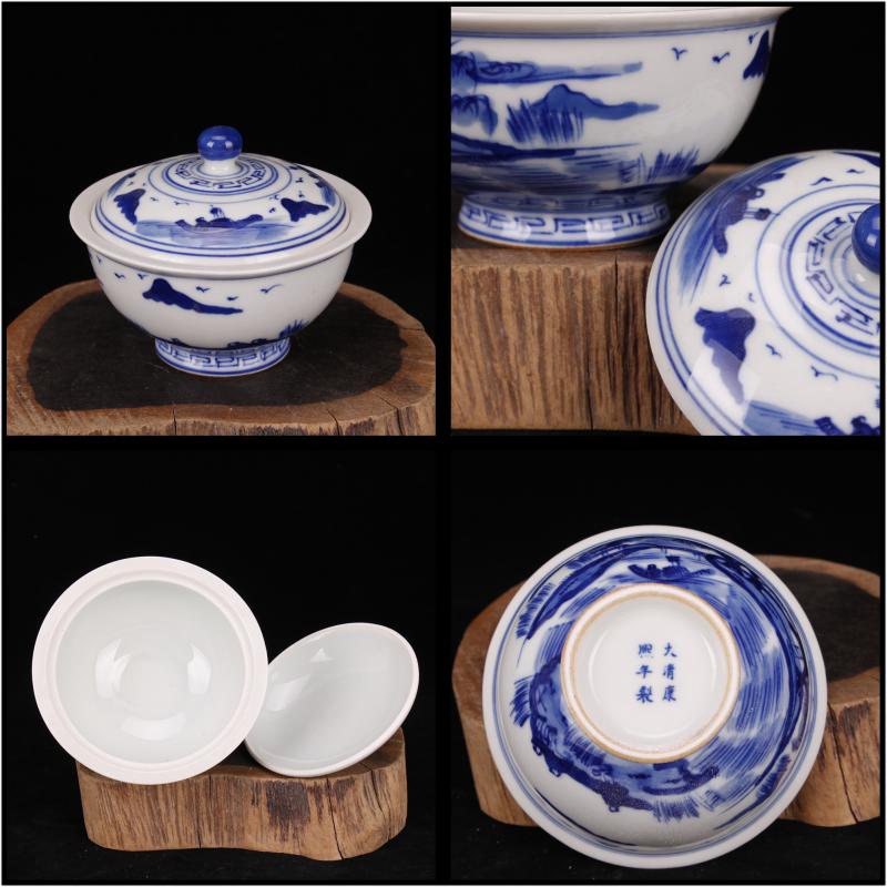 Blue and white storage tank under the glaze tureen lid powder sauce pot multi - functional household mini small Blue and white porcelain jar furnishing articles