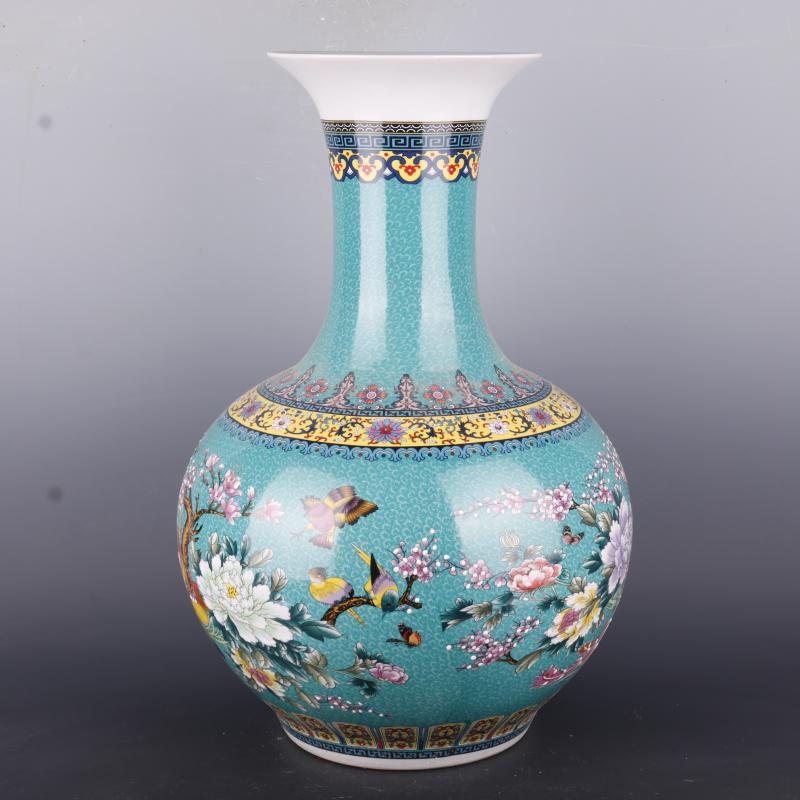 Antique Chinese porcelain floor home furnishing articles clear pastel prosperous flower grain vases, Antique curio collection