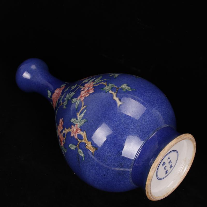 Jingdezhen imitation Ming xuande antique curios blue carved flowers and birds in grain garlic archaize porcelain Chinese style restoring ancient ways furnishing articles