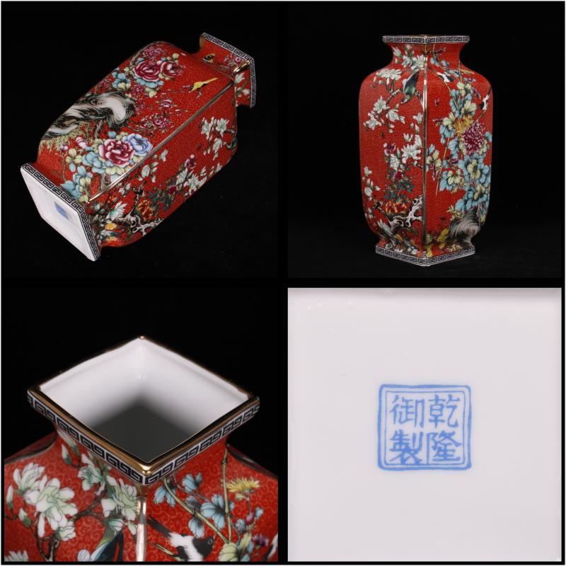 Jingdezhen imitation the qing qianlong style antique vintage colored enamel square bottle of Chinese style restoring ancient ways home furnishing articles of handicraft