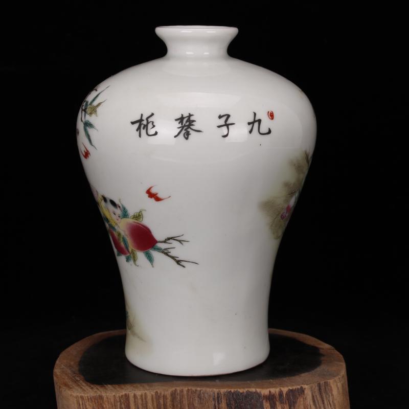 Jingdezhen imitation of yong zheng famille rose nine son climb peach baby play JiXiangMei bottles of household decorates sitting room ark of desk restoring ancient ways furnishing articles