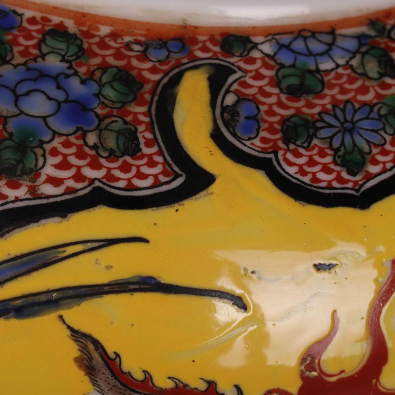 Jingdezhen imitation model of the reign of emperor kangxi pastel longfeng grain big washing dishes porcelain jar antique reproduction antique old folk items furnishing articles