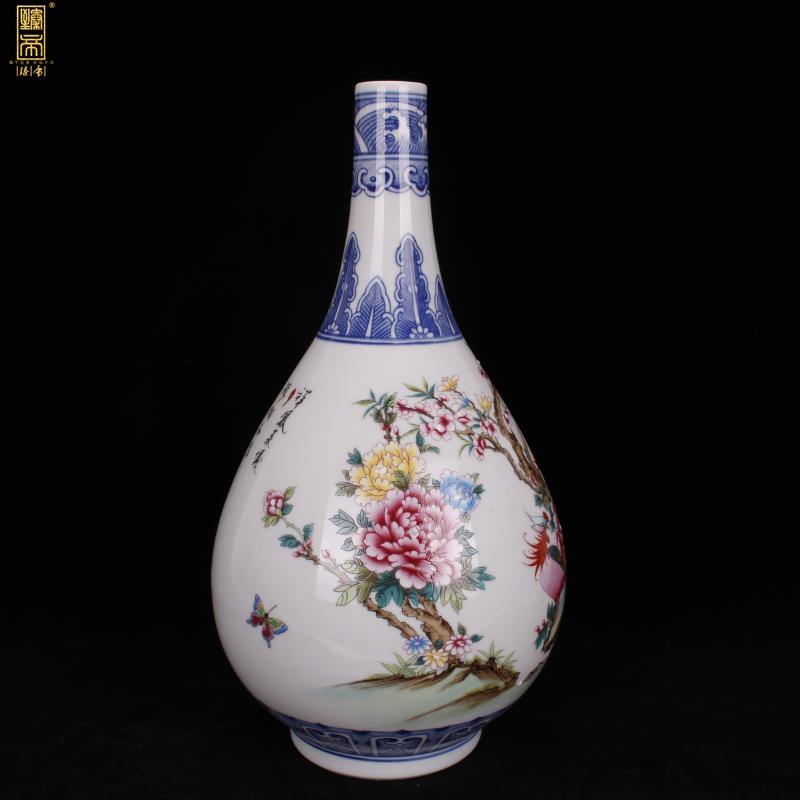 Archaize of jingdezhen porcelain yongzheng bucket color double phoenix gall bladder classical Chinese style household adornment antique antique furnishing articles