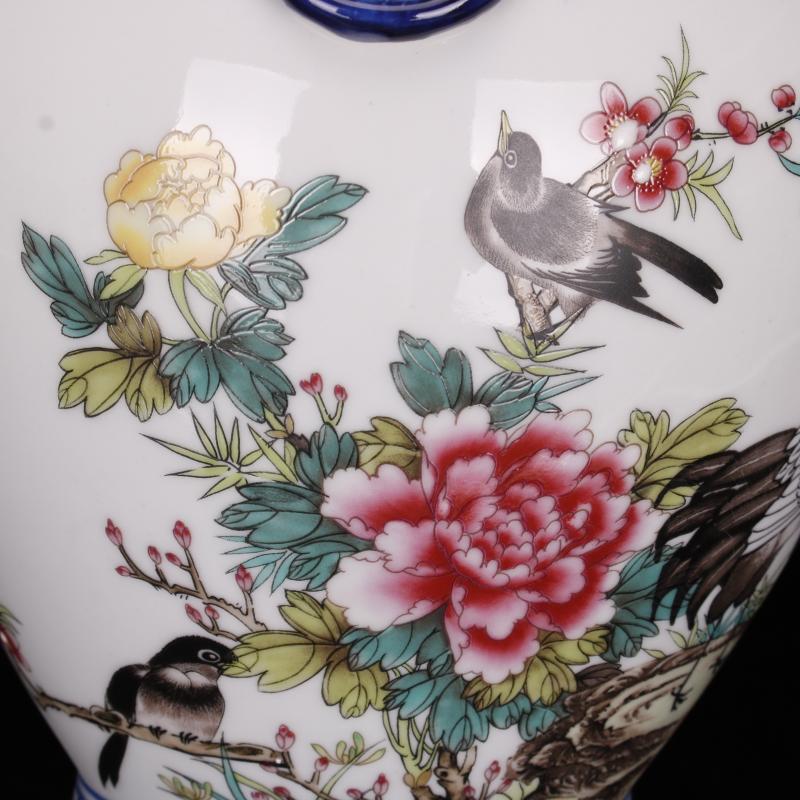 Jingdezhen imitation qianlong bucket color rich auspicious beast ear bottles of classical Chinese style household, sitting room adornment antique furnishing articles