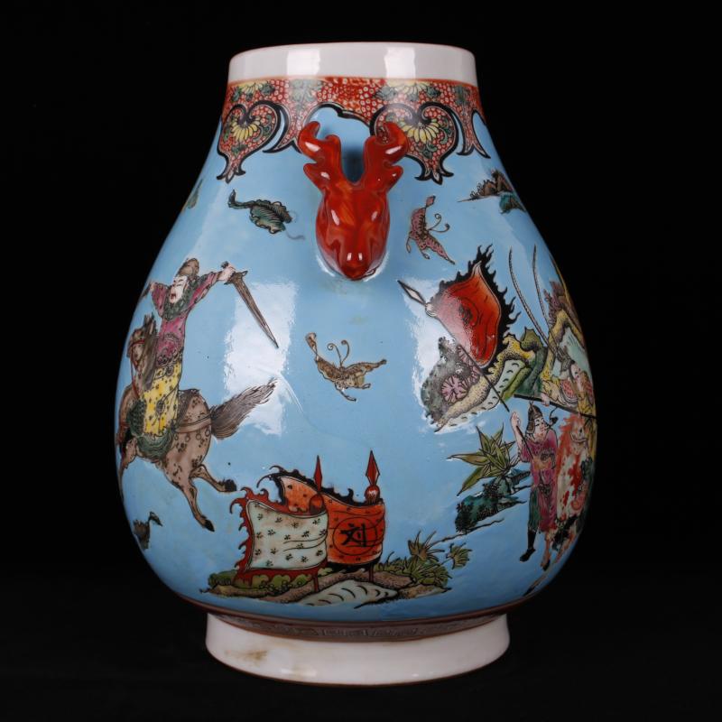 Jingdezhen ceramics imitation the qing kangxi with pastel deer head statute of the tube of antique reproduction antique furnishing articles of handicraft