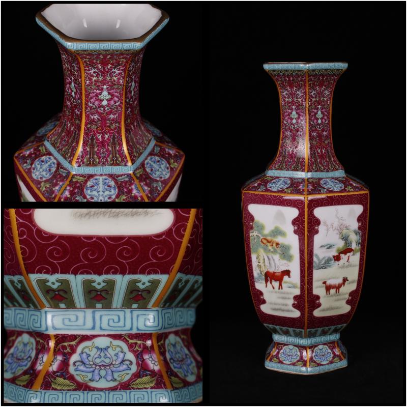 Jingdezhen imitation the qing qianlong designs of colored enamel vase archaize play Chinese zodiac antique decoration handicraft furnishing articles