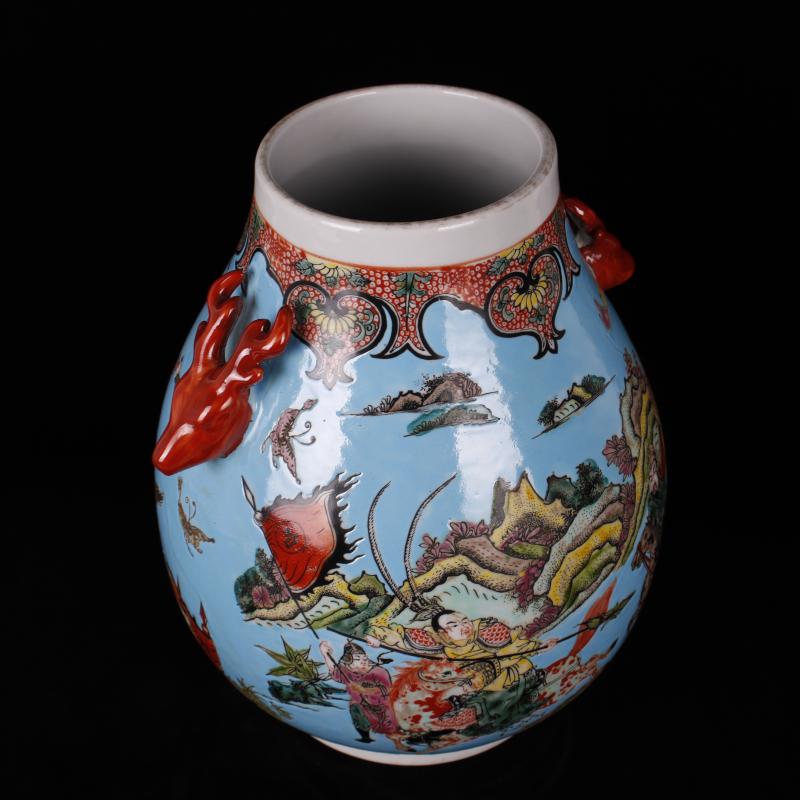 Jingdezhen ceramics imitation the qing kangxi with pastel deer head statute of the tube of antique reproduction antique furnishing articles of handicraft