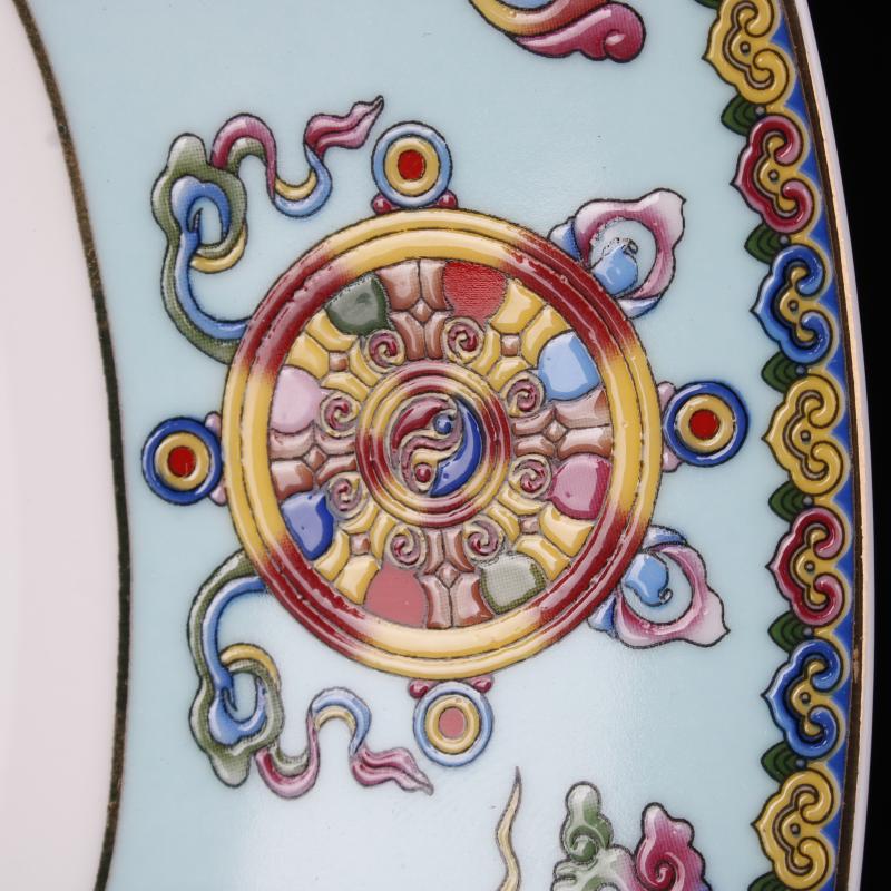 Jingdezhen pastel sweet reward plate and peacock grain porcelain imitation antique porcelain Chinese style classical soft adornment is placed the reign of qianlong