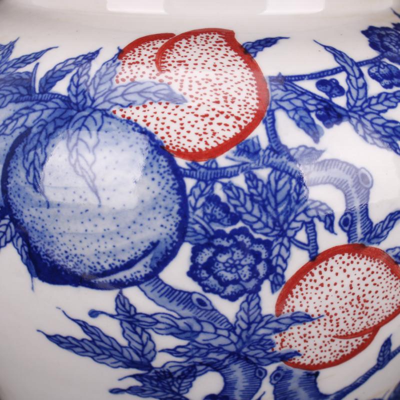 Yongzheng of jingdezhen copy antique blue - and - white youligong live nine general peach as cans bottles of Chinese style household decorative furnishing articles