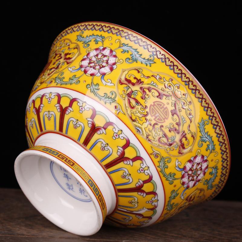 Yellow colored enamel to sweet dragon bowl of imitation and qianlong porcelain bowls Chinese style classical soft adornment art furnishing articles