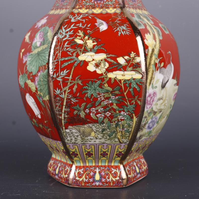 The Qing qianlong see colour enamel painting of flowers and the six - party antique craft porcelain vase household of Chinese style antique penjing collection