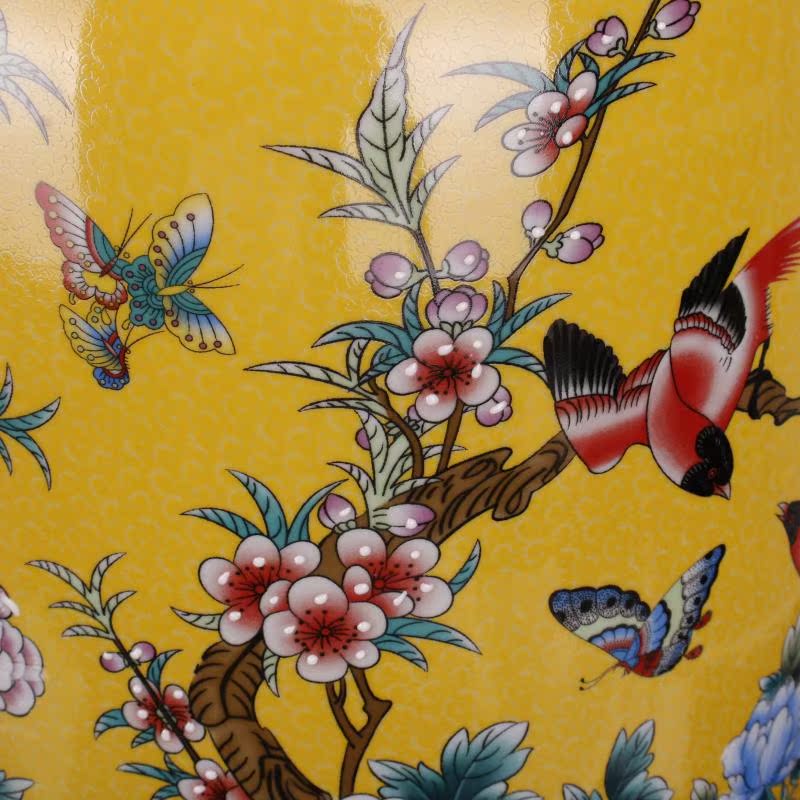 Jingdezhen ceramic colored enamel vase painting of flowers and lines of large Chinese domestic outfit company store large vase