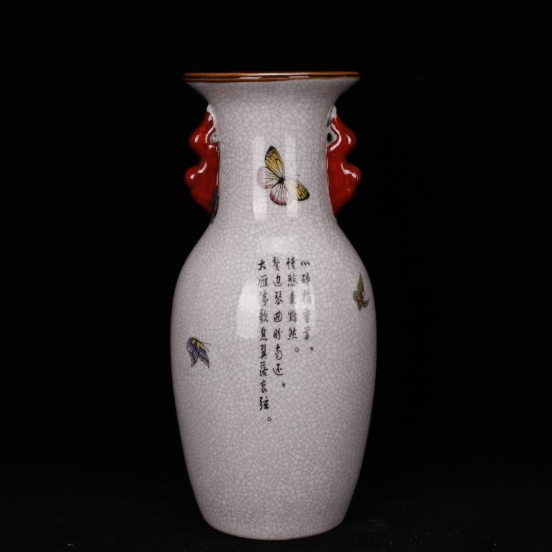 Jingdezhen imitation the qing qianlong antique curios restoring ancient ways to open the slice powder enamel vase household adornment penjing collection