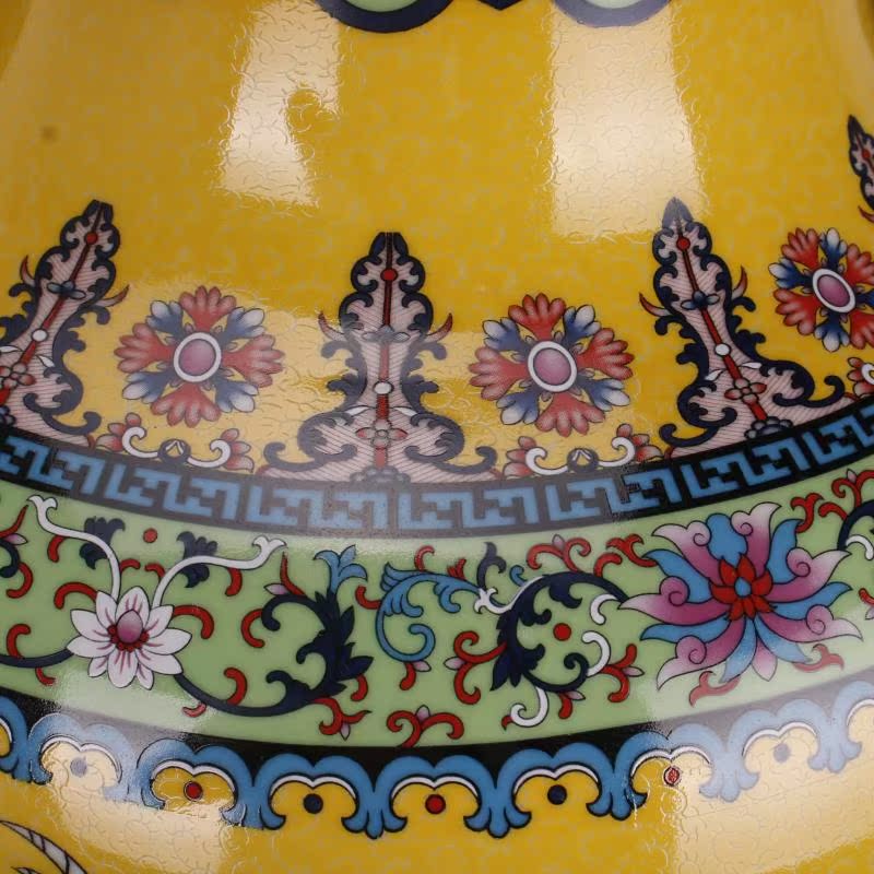 Jingdezhen ceramic colored enamel vase painting of flowers and lines of large Chinese domestic outfit company store large vase