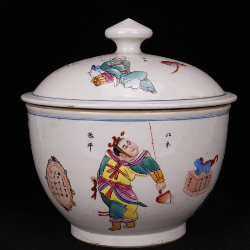 Jingdezhen imitation the qing xianfeng years antique antique checking figure figure fine large furnishing articles cover pot folk collection