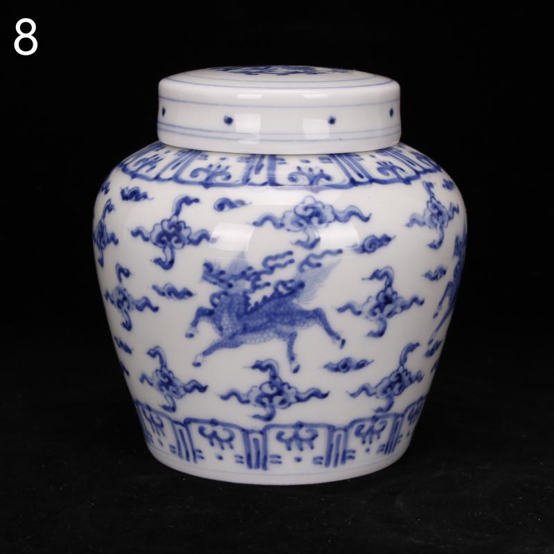 Jingdezhen hand - made kirin dragon grain day word wind canister caddy fixings antique ceramic tea set, tea is tea storage storehouse