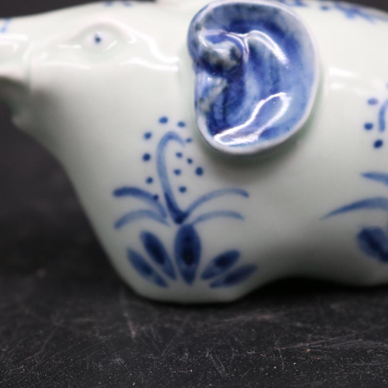 Hand made blue and white YanDi purse auspicious four sheep droplets calligraphy ink stone grinding ink ceramics crafts gifts