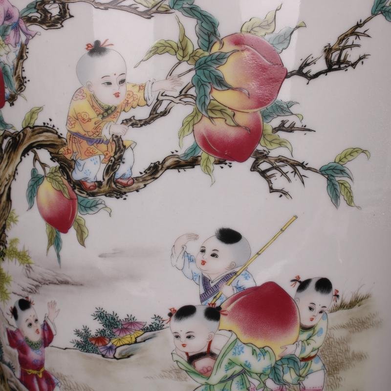 Archaize of jingdezhen porcelain qianlong pastel nine son climb big peach pen container sea four desk of Chinese style household furnishing articles