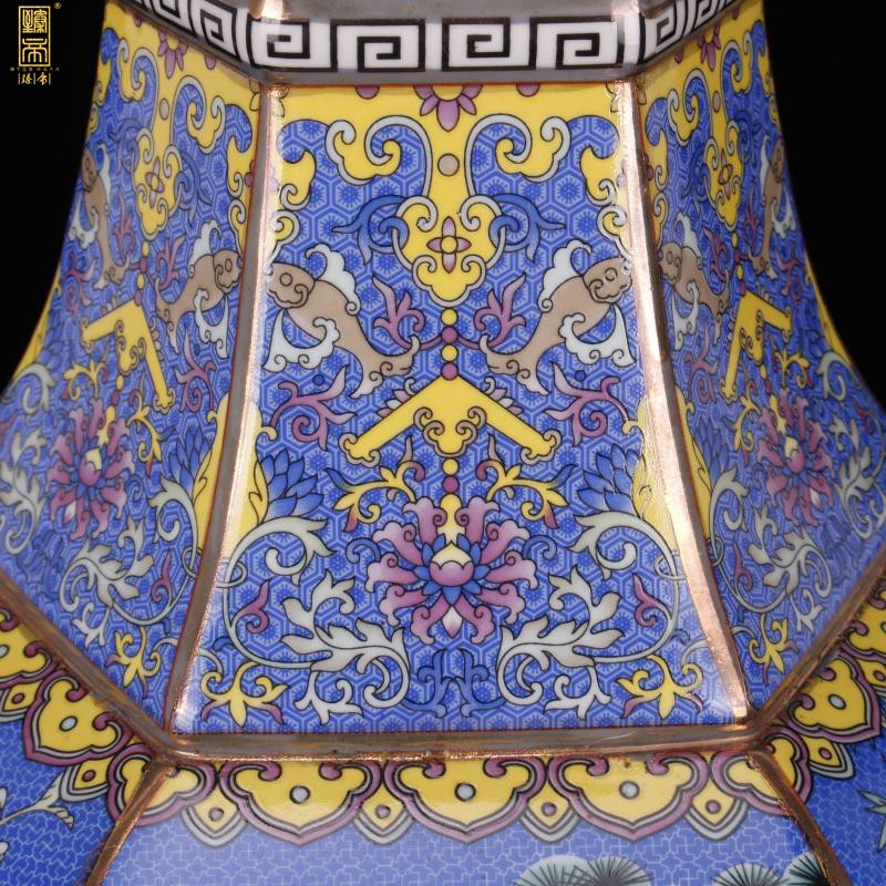 Jingdezhen landing big vase enamel six - party design company restaurant fine art of Chinese style household vase furnishing articles