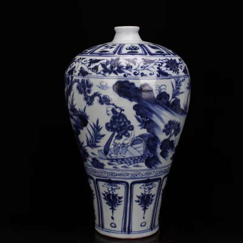 Jingdezhen ceramics yuan blue and white bottle up chasing Han Xinmei hand antique Chinese style household play antique furnishing articles