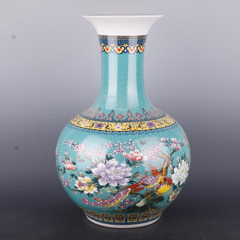 Antique Chinese porcelain floor home furnishing articles clear pastel prosperous flower grain vases, Antique curio collection