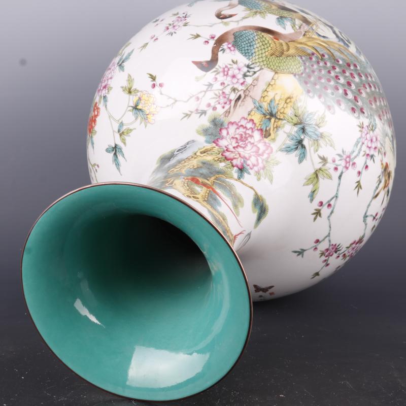 Antique Chinese porcelain floor home furnishing articles clear pastel prosperous flower grain vases, Antique curio collection