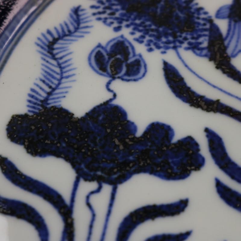 Jingdezhen generic indigo reward of zheng he 's offering gong Ming yongle years offering a flower plate antique reproduction antique furnishing articles