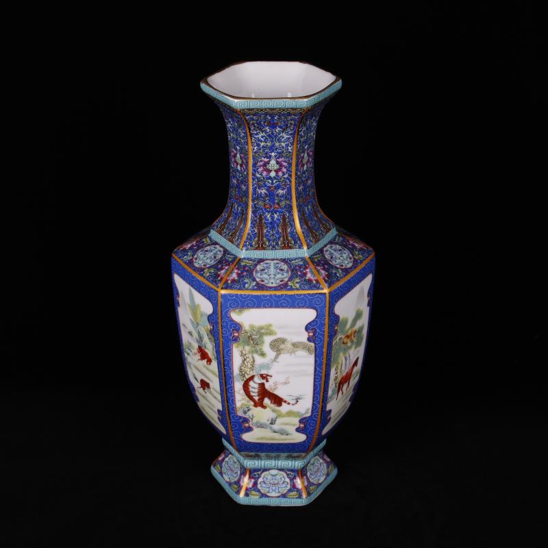 Jingdezhen imitation the qing qianlong designs of colored enamel vase archaize play Chinese zodiac antique decoration handicraft furnishing articles