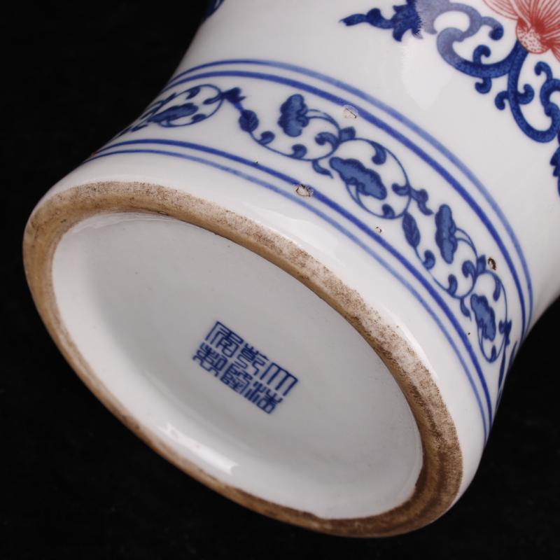 Jingdezhen blue and white deer head statute of f tube blue - and - white ceramics furnishing articles youligong hong mei bottles of the sitting room of Chinese style household furnishing articles