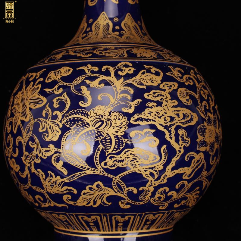 The see colour blue ruyi bound branches flower pattern design imitation antique porcelain Chinese style classical decoration collection furnishing articles The reign of qianlong