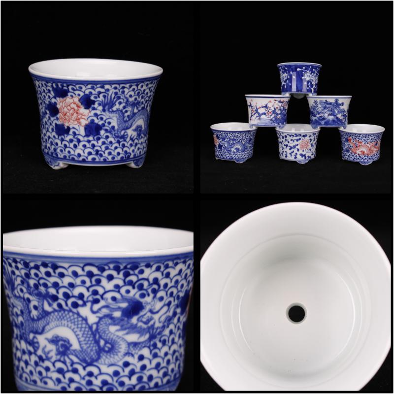 Jingdezhen porcelain three small fleshy plant flower pot art ceramic flower pot adornment cabinet office desk